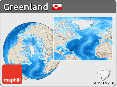 Satellite Location Map of Greenland, shaded relief outside