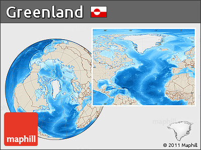 Satellite Location Map of Greenland, shaded relief outside