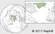 Savanna Style Location Map of Greenland, blank outside, hill shading inside