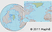 Savanna Style Location Map of Greenland, gray outside, hill shading inside