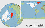 Savanna Style Location Map of Greenland, highlighted continent, within the entire continent