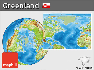 Savanna Style Location Map of Greenland, physical outside
