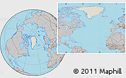 Shaded Relief Location Map of Greenland, gray outside