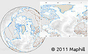 Shaded Relief Location Map of Greenland, lighten, desaturated