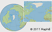 Shaded Relief Location Map of Greenland, savanna style outside