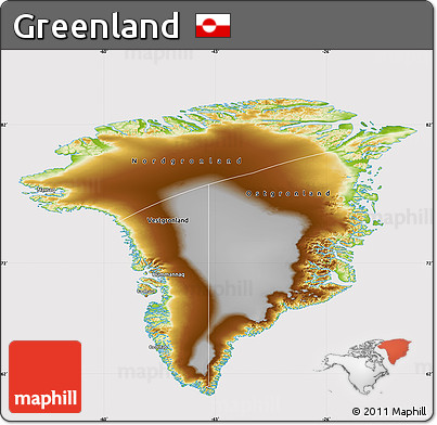 Physical Map of Greenland, cropped outside