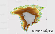 Physical Map of Greenland, cropped outside