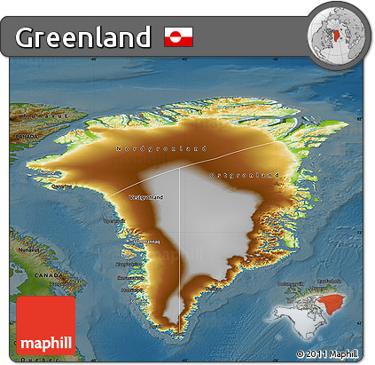 Physical Map of Greenland, darken
