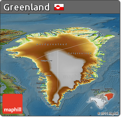 Physical Map of Greenland, darken