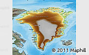 Physical Map of Greenland, darken, semi-desaturated, land only