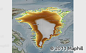 Physical Map of Greenland, darken, semi-desaturated