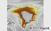 Physical Map of Greenland, desaturated