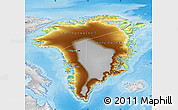 Physical Map of Greenland, lighten, desaturated, land only