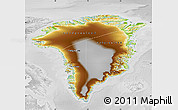 Physical Map of Greenland, lighten, desaturated