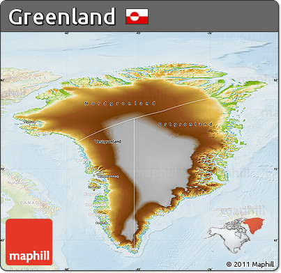 Physical Map of Greenland, lighten