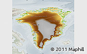 Physical Map of Greenland, lighten, semi-desaturated