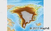 Physical Map of Greenland, political shades outside, shaded relief sea