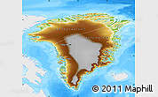 Physical Map of Greenland, single color outside, bathymetry sea