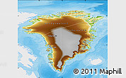 Physical Map of Greenland, single color outside, bathymetry sea, shaded relief sea