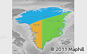 Political Map of Greenland, desaturated