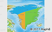 Political Map of Greenland, physical outside