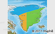 Political Map of Greenland, satellite outside, bathymetry sea