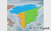 Political Map of Greenland, semi-desaturated