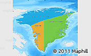 Political Map of Greenland, single color outside, bathymetry sea