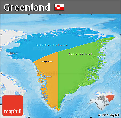 Political Map of Greenland, single color outside