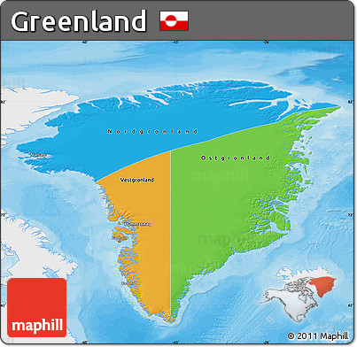 Political Map of Greenland, single color outside