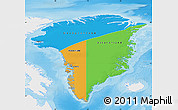 Political Map of Greenland, single color outside, shaded relief sea