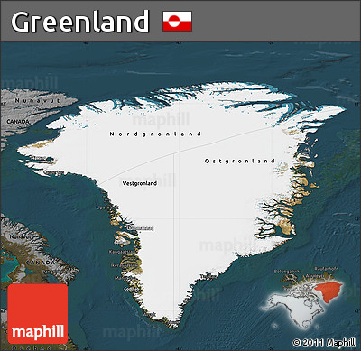 Satellite Map of Greenland, darken