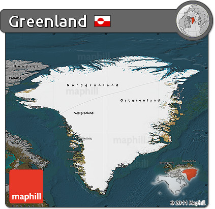 Satellite Map of Greenland, darken