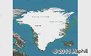 Satellite Map of Greenland, darken, semi-desaturated, land only
