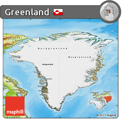 Satellite Map of Greenland, physical outside