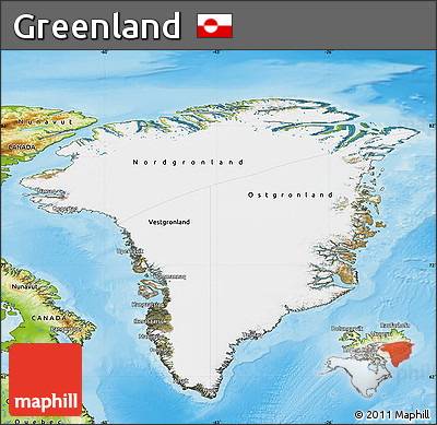 Satellite Map of Greenland, physical outside