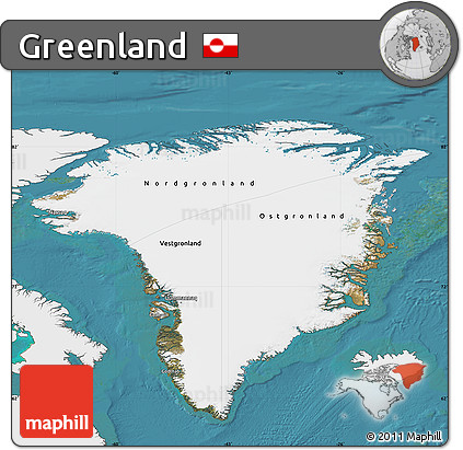 Satellite Map of Greenland, single color outside