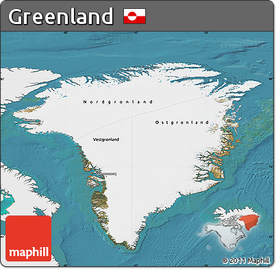 Satellite Map of Greenland, single color outside