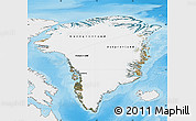 Satellite Map of Greenland, single color outside, shaded relief sea