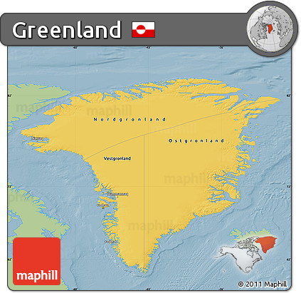 Savanna Style Map of Greenland, single color outside
