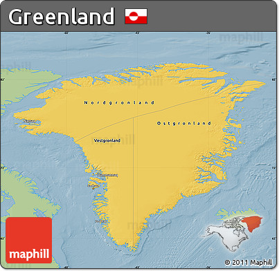 Savanna Style Map of Greenland, single color outside