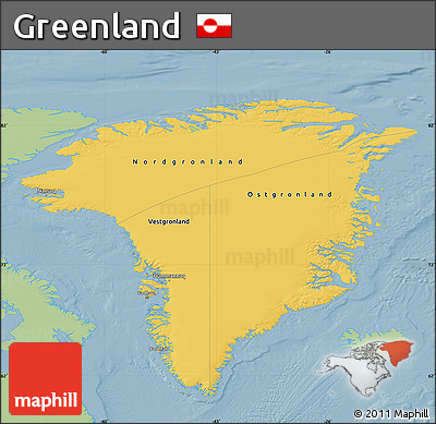 Savanna Style Map of Greenland, single color outside