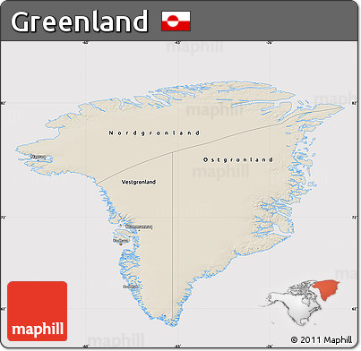 Shaded Relief Map of Greenland, cropped outside