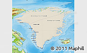 Shaded Relief Map of Greenland, physical outside