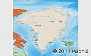 Shaded Relief Map of Greenland, political outside, shaded relief sea