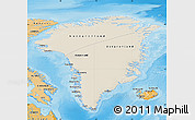 Shaded Relief Map of Greenland, political shades outside, shaded relief sea