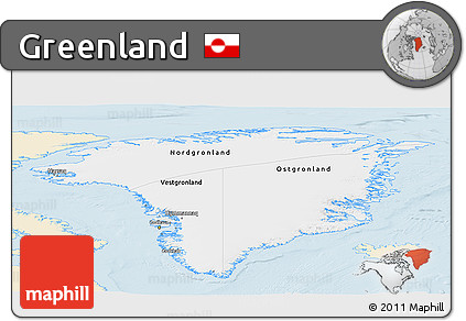 Classic Style Panoramic Map of Greenland, single color outside
