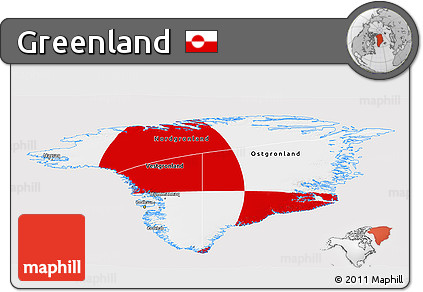 Flag Panoramic Map of Greenland, flag centered