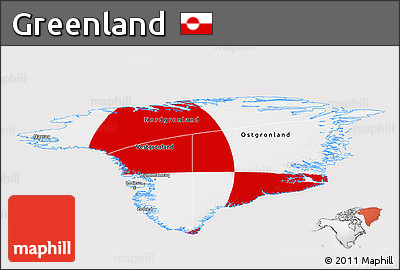 Flag Panoramic Map of Greenland, flag centered