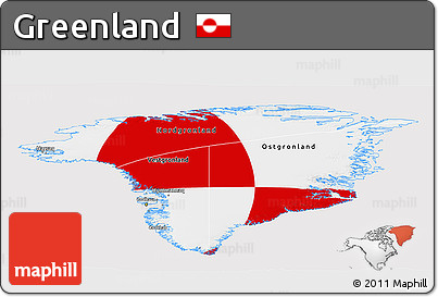 Flag Panoramic Map of Greenland, flag centered